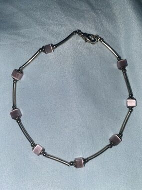 Delicate Purple Bead Link Ankle Bracelet